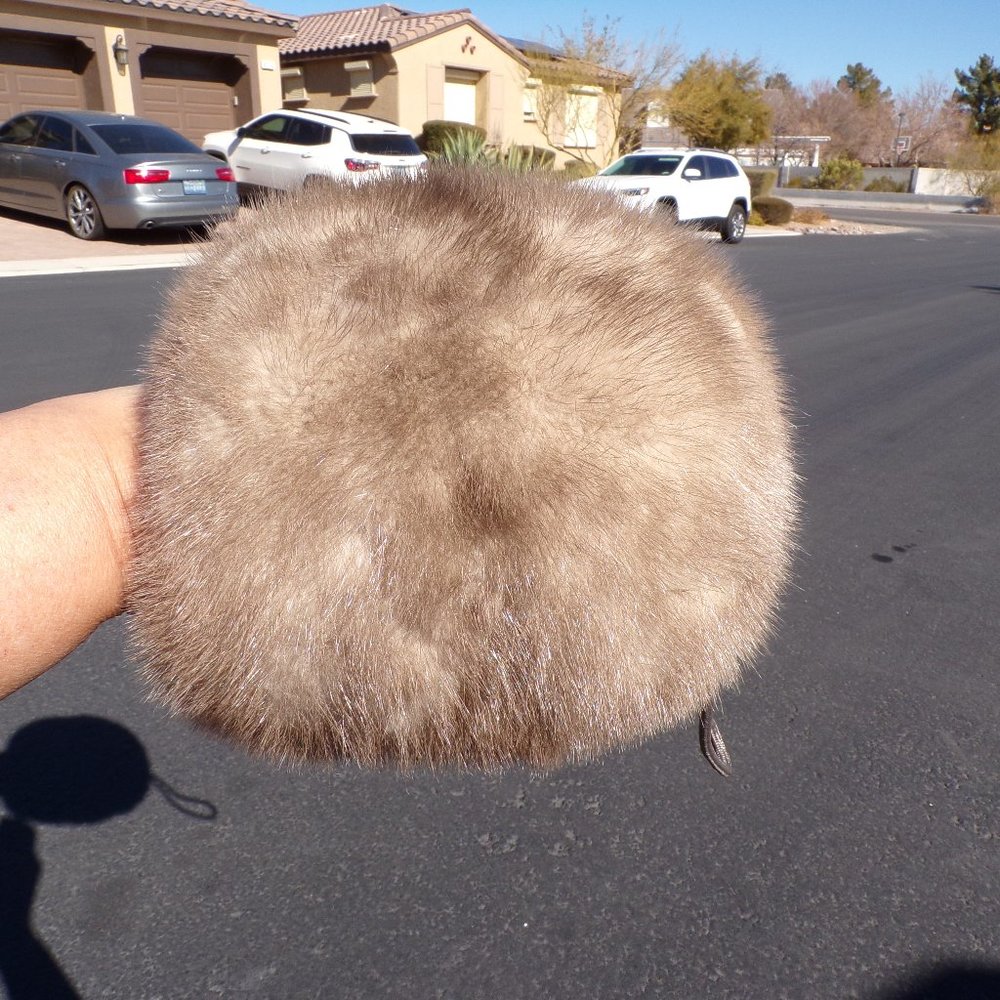 classic MINI sapphire gray grey MINK FUR muff, for child or small adult